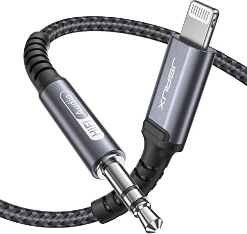 JSAUX Aux Lightning Cable, 1.8M [MFi Certified] Aux Lead for iPhone Car Lightning to 3.5mm Jack for Home Stereo/Speaker Compatible with iPhone 14/14 Pro/13/13 Pro Max/12/Pro mini/max 11 SE XR XS-Grey