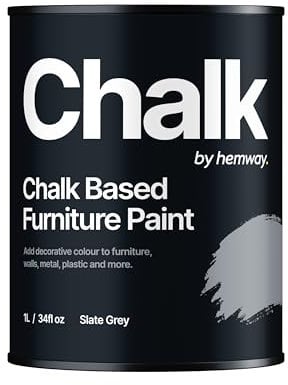 Hemway - Chalk Based Furniture Paint - Slate Grey 1 L | Chalky Matt Shabby Chic Finish for Interior & Exterior Home Decor | Quick Dry & All-in-one