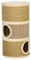 PawHut Tonel Rascador para Gatos con 3 Niveles Barril de Rascado con Plataforma Cama Cómoda 37,5x37,5x70 cm Marrón Claro y Beige