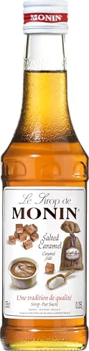 MONIN Premium Salted Caramel Syrup 250ml, for Coffee and Cocktails, Vegan | 100% natural flavours and colourings, vegan-friendly, allergen-free, latte creation, cocktail mixer, bar and cafe essential