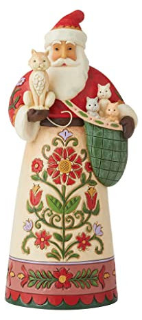 Enesco Jim Shore Heartwood Creek 6008880 Dekofigur Weihnachtsmann mit Katze und Kätzchen
