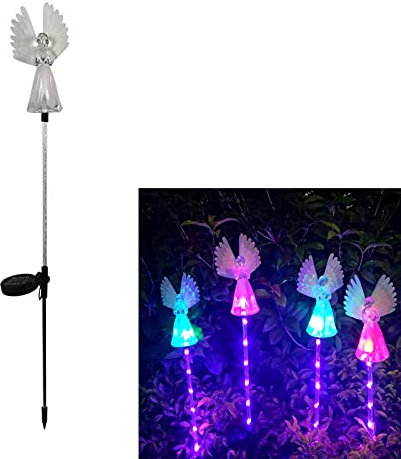 Color Changing Angel Solar Stake Lights - Waterproof Outdoor Patio/Pathway Ornament