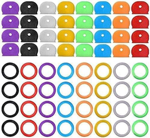 64 Tappi per Chiavi, BetterJonny Chiave Cap in gomma, Capo Chiave Flessibile Per Identificare Facilmente Le Chiavi, 8 colori