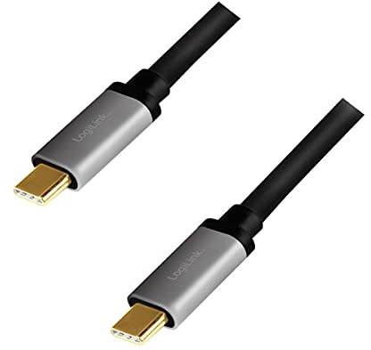 LogiLink CUA0106 - USB 3.2-Anschlusskabel mit PD3 (PowerDelivery), Alu, schwarz/grau, 1,5 m