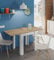 Dmora - Table extensible Newark, Etagère à manger pliante avec ouverture pour livre, Table d'appoint pliable, 67x67/135h79 cm, Blanc et Chêne
