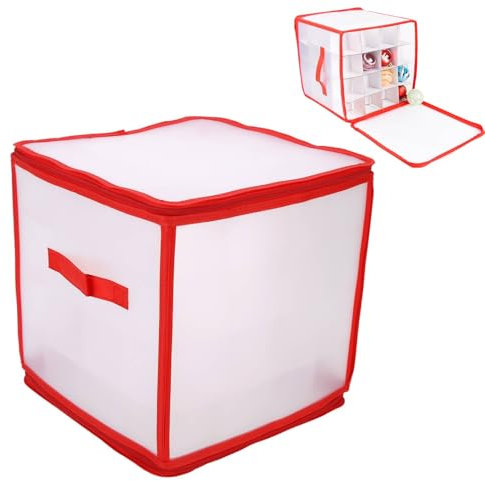 HERCHR Saubere Weihnachtsschmuck Aufbewahrungsbox, Weihnachtsschmuck Box Organizer für Ornamente Zubehör Kugeln mit Trennwänden für Zuhause
