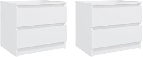 vidaXL Bed Cabinets 2 pcs White 50x39x43,5 cm Engineered Wood | Plenty of space for your bits and bobs, Made from tough engineered wood,