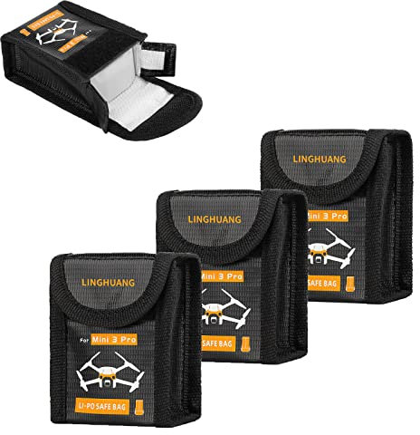 Linghuang DJI Mini4 Pro/Mini 3/Mini 3 Pro RC Lipo Akku Safe Tasche Feuerfest Sicherheit Aufladen Aufbewahrungstasche Drohne Explosionsgeschützte Akkutasche (für 1 Akku, 3 Stück)