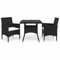 Gecheer 3-TLG. Garten Essgruppe 2 Personen, Sitzgruppe 2+1, Esstisch mit Hartglas-Tischplatte & Stühle mit Sitzkissen, Balkonmöbel Gartenmöbel Set Poly Rattan Schwarz