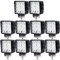 Joparri Lot de 10 projecteurs de travail LED 48 W 12 V 4320 lm Phare LED 6500 K Feu de recul IP67 étanche pour tracteur tout-terrain SUV
