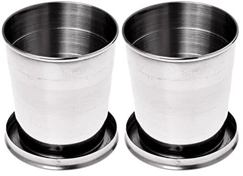 Hagsnec 2X Verre Pliable Gobelet Telescopique Tasse Retractable Sport Randonnee Camping 240ML