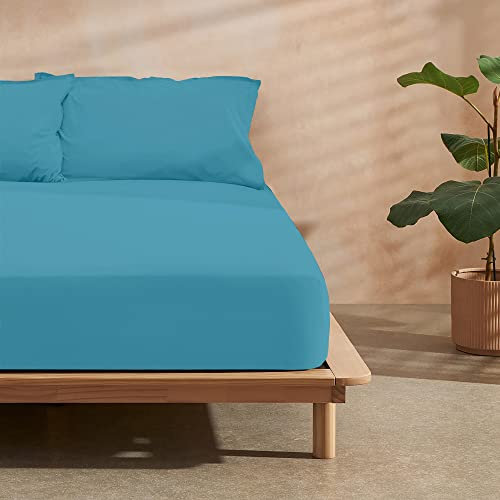 Belum | Spannbetttuch aus Microsatin mit Öl für 180 cm breite Betten, Maße des Spannbetttuchs: 180 x 200 cm + 30 cm Faltenbalg, extra weiches Spannbetttuch, resistent gegen Einlaufen, Verblassen und