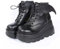 Ulalaza Dark Bat Wing Stivaletti per Donna Zeppa Chunky con Piattaforma Sassy Stivale Punta Rotonda Allacciatura Cerniera Laterale Tacco Alto Stivale Donna Tessuto Elasticizzato Morbido Delicato