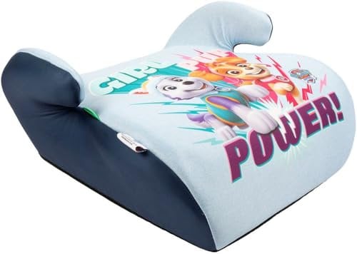 Tataway Paw Patrol seggiolino alzatina auto i-Size ECE R129. Rialzo bimbi 125-150 cm con grafiche di Everest e Skye, seduta azzurra, comodo e sicuro per ogni viaggio in auto