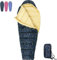 QEZER Kinderschlafsack,Ultraleicht Schlafsack Kleines Packmaß für Jungen und Mädchen Camping,Reise,Zelten,Outdoor mit Premium 600FP Daunen (Blau)