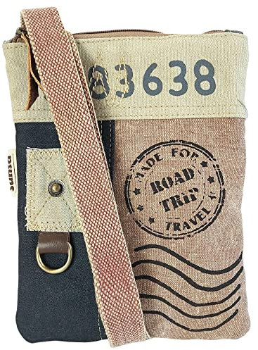 Sunsa Damen kleine Umhängetasche. Crossover Bag aus Canvas & Leder. Crossbody Tasche in Vintage Retro Stil. Schultertasche für Frauen oder Mädchen