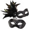 MYSEUNI Schwarze Masken Set für Paare - Maskenballmaske für Damen mit Federn und venezianischer Maske für Männer, Fasching Gras, Halloween, Cosplay, Ball, Weihnachten