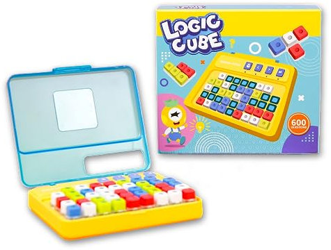 IQBrainPuzzles® Logic Cube Puzzle Denkspiel mit 600 Herausforderungen für Kinder ab 6 Jahren, Geschicklichkeitsspiel für Jungen und Mädchen, Knobelspiel, Reisespielzeug