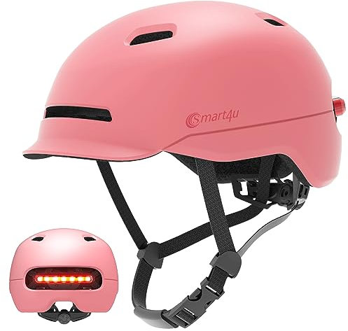 Smart4u Casque Trottinette Electrique Adulte, Casque de Vélo Clignotant, Casque avec feu arrière LED, Casque vélo Hommes Femmes Adultes, Casque Skate pour Trottinette, Skateboard, vélo électrique