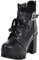 rismart Botín Mujer Bota de Tobillo Cremallera Correa con Hebilla Moda Zapatos de Plataforma Negro,38
