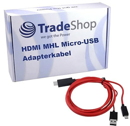 Trade-Shop Câble Micro USB vers HDMI 2 m Full HD 1080P HDTV Adaptateur compatible avec Samsung Galaxy S4 GT-i9500 GT-i9505 GT-i9506 LTE GT-i9515