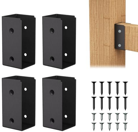 Mordx Lot de 4 supports de clôture, support de clôture pour connecter du bois de 2 x 4, support de solive noir, pour clôture, porche, jardin, pergola (4 pièces/noir)