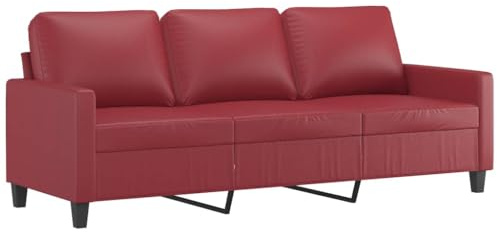 vidaXL 3-Sitzer-Sofa Weinrot 180 cm Kunstleder