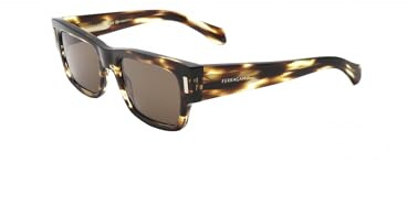 Salvatore Ferragamo SF2011S 216 Striped Brown Sunglasses Man Acetato, Rectangle, 53