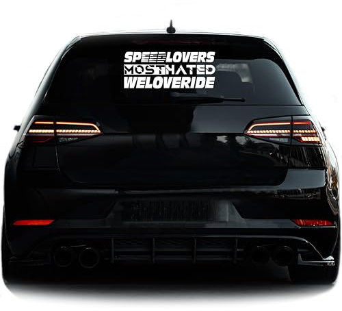 Autoaufkleber Set SPEEDLOVERS MOSTHATED WELOVERIDE Tuning Sticker Heckscheibe KFZ Aufkleber (Matt Weis)