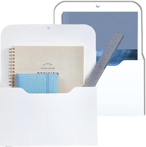 Porte-stylo magnétique, porte-fichiers magnétique, porte-papier magnétique, porte-documents, rangement de fournitures de bureau, porte-lettres pour papiers A4, avec aimant puissant, blanc, 2 pièces