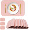 fanquare Ensemble de Sets de Table et Dessous de Verre en Simili Cuir rectangulaires Rose avec Bordure dorée Résistants à la Chaleur, Parfaits pour la décoration de Table de Cuisine 45x30cm
