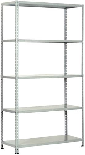 Generico Scaffale Componibile in Kit in Metallo Verniciato - Scaffali Salvaspazio per Garage e Magazzino - Portata 65kg per Piano - 5 Ripiani Rinforzati (80x40 cm, angolari esterni mt 2)