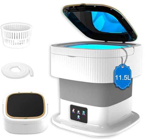 Foldable Washing Machine with 3 Modes Deep Cleaning, Half Automatic Portable Mini Washer, 11.5L High Capacity, Soft Spin Dry for Travel Home Dorm
