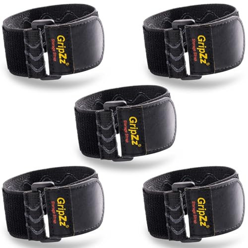 GripZz Bandas de Correa Bandas Elásticas con Cierres de Gancho y Bucle 30cm x 5cm (5 paquetes) Banda de Cierre con Hebilla Para Organizar sus Cables de Extensión Mangueras Bicicleta Taller Garaje