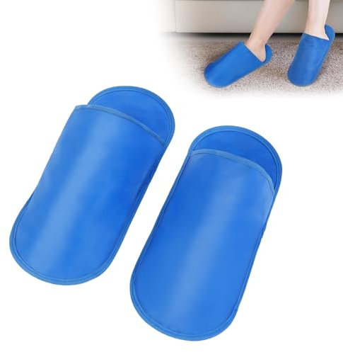AOOWU Poche de Glace en Gel pour Pied Chimiothérapie, Une Paire Bleu Thérapie par le Chaud et le Froid Pack de Froid Pantoufles Réutilisables Pieds pour Gonflés, Douleur au Pied, Fasciite Plantaire