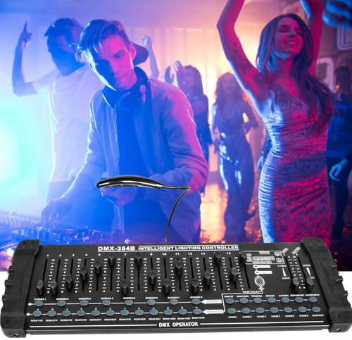 DMX-Licht-Controller, 384 Kanäle, Nebel, DMX-512, DJ-Controller, unterstützt 30 Bänke, 8 Szenen, 24 Geräte, Bühnenbeleuchtungskonsole für die Programmbearbeitung von DJ-Lichtern, Show, Bar, Club