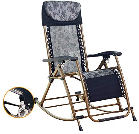 Schaukelstuhl Klappbarer Schwerelosigkeits-Schaukelstuhl Verstellbarer Liegesessel für Senioren mit Legierungsschloss Multifunktionaler Nickerchenstuhl für alte Männer für die Gartenterrasse (Farbe:
