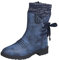 Gummistiefel Damen Kurz GefüTtert Springerstiefel Stiefel -Schuhe Wadenabsatz Spitze Dicke mittelhohe Stiefel Vintage Up for Women Damenstiefel Winterstiefeletten Damen Flache Stiefeletten (Blue, 42)