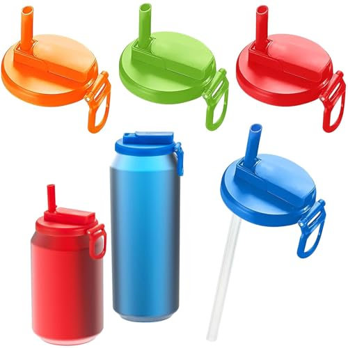 4-Pack 4 Color Soda Can Lids with Straw, Silicone Straws Soda Can Covers,Straw Soda can lid,BPA-Free, Reusable for Can Covers for Soda, Beverage, Juice