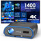 Smart Beamer 4K Heimkino Gaming, LED Android TV Projektor mit Apps WLAN Bluetooth HDMI, LCD Video 4K Beamer Tageslicht Tauglich 1580 ANSI Lumen, 4D Trapezkorrektur Decke Full HD 1080P Nativ Leise