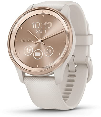 Garmin Vivomove Trend, Elegante Smartwatch Híbrido de 40 mm con Sofisticado Aspecto Analógico, Bisel de Acero Inoxidable y Funciones Inteligentes, Rose Gold Beige (Reacondicionado)