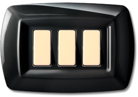 1 Placca, 3 moduli/posti, Compatibile Con BTicino Magic, nero, Placche arrotondate, Plastica di alta qualità, 100% compatibile con supporti e moduli originali
