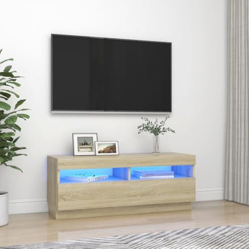 AJJHUUKI Home-Entertainment Center & TV-Ständer, TV-Schrank mit LED-Lichtern, Sonoma-Eiche, 100 x 35 x 40 cm