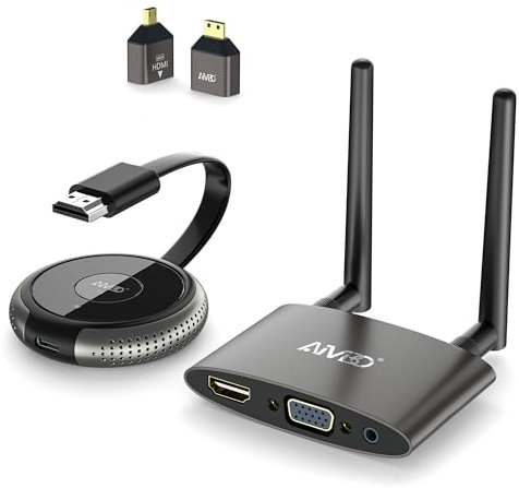 HDMI Wireless 4K/5G, Wireless HDMI Transmitter and Receiver, HDMI&VGA Dual-Screens Funkübertragung, 165FT Kabellos Sender Empfänger von Laptop,TV Box,Kamera,Blu-ray,PS,Handy auf HDTV/Monitor/Beamer