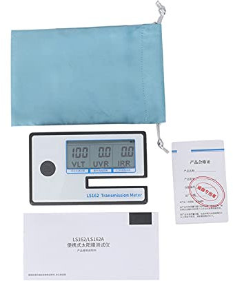 LS162 Digital Window Tint Meter Solar Film Transmission Meter VLT UV IR Rejection Tester Portable Compact Battery Powered for Filmed Glass Window Tint Side Windshield Testing