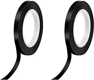 ASIRYVA 2 Pcs Whiteboard Tape Grid Marking Tape, White Board Tape Lines for Gridding, Marking & Crafting - Self-Adhesive PET Material for School, Office & Home Use (Black, 3mm x 66m)