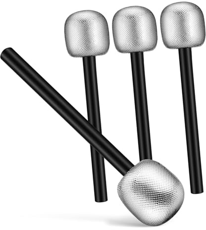 LOORGVEL Lot de 4 Microphones Factices en Plastique Léger Argenté, Accessoires de Costume de Chanteur Réalistes pour Jeux de Rôle, Karaoké et Fêtes D’Anniversaire