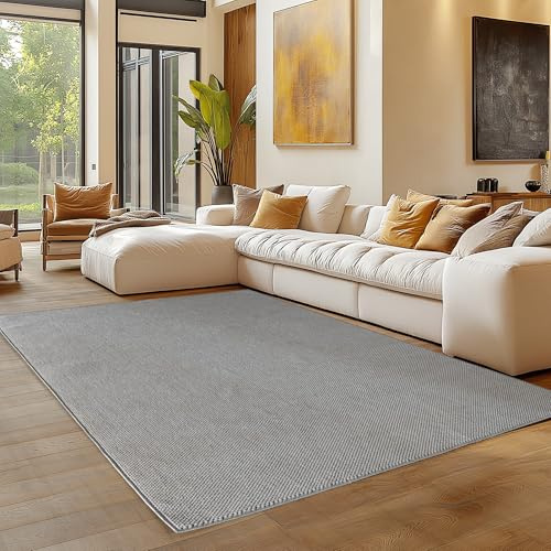 Carpettex Teppich 140x200 cm Grau Einfarbig Bouclé Schlingenflor Skandi Stil Modern Superweich Pflegeleicht für Wohnzimmer Schlafzimmer Esszimmer Kinderzimmer Jugendzimmer
