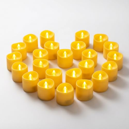 Aulaygo 24 PCS LED Flameless Flickering Tea Lights Votive Candle Battery Operated/Electric Flicker LED Tealight Bulk Fake Candles for Halloween Christmas Wedding Party Decorations