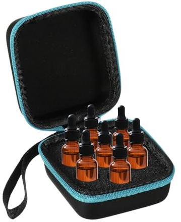 QUARKZMAN Organisateur De Stockage D'Huiles Essentielles Bleu | Étui De Transport D'Huiles Avec 7 Cases Pour Flacons De 1 À 5 ml, Pour La Maison Les Voyages Et Les Présentations